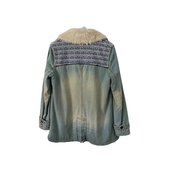 Free People Light Blue Jean Jacket with White Fur Collar - Picture 4 of 11